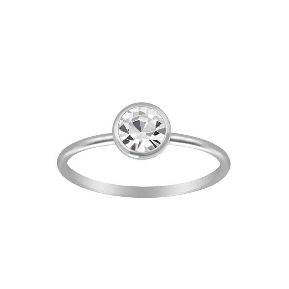 Ring mit rundem Kristall aus 925 Silber Damen