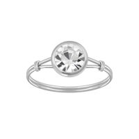 Ring mit rundem Kristall aus 925 Silber Damen