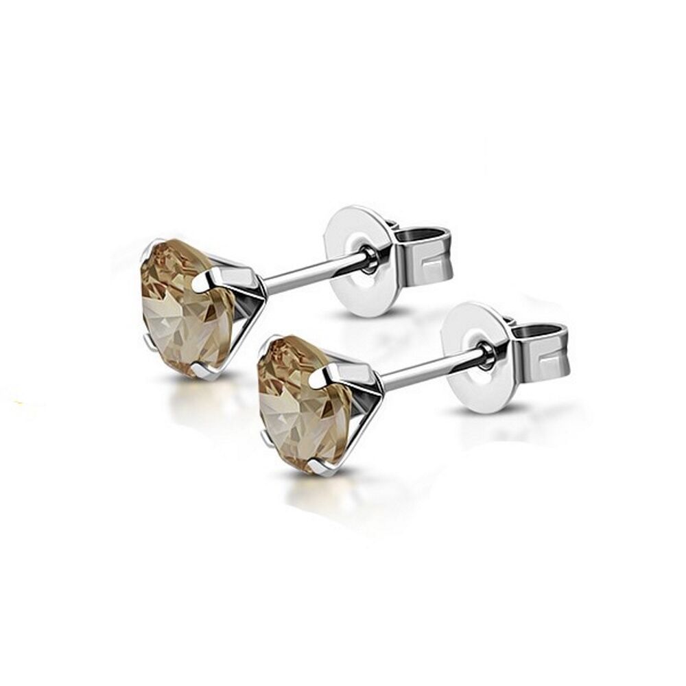 Ohrstecker Kristall 10 mm aus Edelstahl Damen champagner