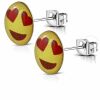 Ohrstecker rund Smiley verschiedene Emojis silber aus Edelstahl Unisex