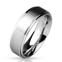 Ring gebürstetes Mittelteil Silber aus Edelstahl Damen