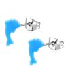 Ohrstecker Delfin NeonSilber aus Edelstahl Kinder neonblau