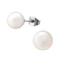 Ohrstecker Perle Ros&eacute; 8mm Silber aus Edelstahl Damen