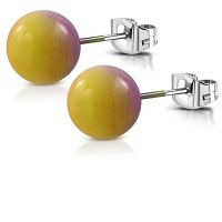 Ohrstecker Perle mit Farbverlauf Silber aus Edelstahl Damen