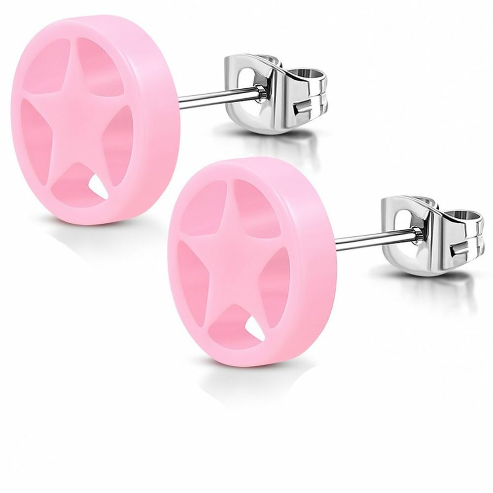 Ohrstecker Stern Silber aus Edelstahl Unisex rosa