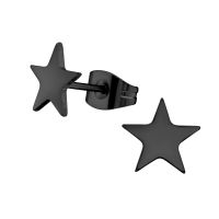 Ohrstecker Stern Silber aus Edelstahl Unisex schwarz