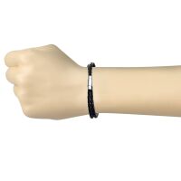 Lederarmband schwarz doppelt gewickelt mit Magnetverschluss Edelstahl