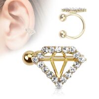 Links - Ohrklemme Diamant Gold aus Messing Damen