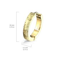 Creolen Klappverschluss Rillenstruktur 20mm aus Edelstahl Damen silber