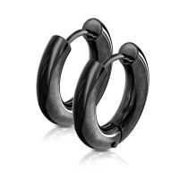 Creolen Klappverschluss 25mm aus Edelstahl Unisex schwarz