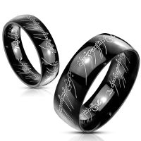 Ring mit elbischem Schriftzug schwarz aus Edelstahl Unisex