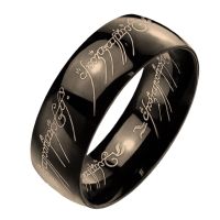 Ring mit elbischem Schriftzug schwarz aus Edelstahl Unisex 54 (17.2)
