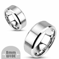 Ring gebürstet mit glänzenden Kanten Silber 8mm aus Edelstahl Unisex 64 (20.4)