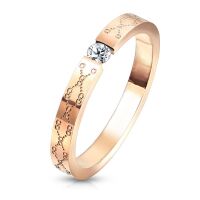 Ring Spannring mit Kristall und Gravur rosegold aus Edelstahl Damen 60 (19.1)