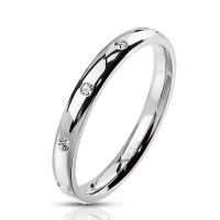 Ring mit 10 Kristallen schmal aus Edelstahl Damen 52 (16.6) silber