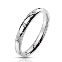 Ring mit 10 Kristallen schmal aus Edelstahl Damen 60 (19.1) silber