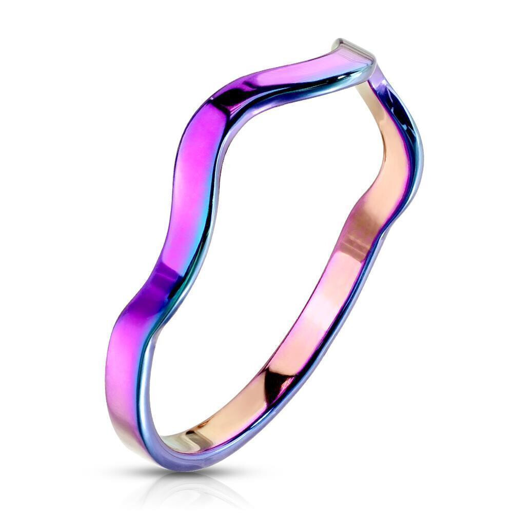 Ring Wellendesign Edelstahl Damen regenbogen 52 (16.6)