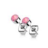 Pink - Ohrstecker rund mit 4mm Opalstein aus Titanium Unisex
