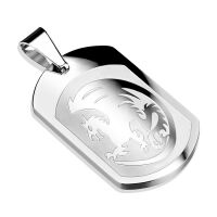 Anh&auml;nger Dog Tag mit Drachen-Gravur Silber aus...