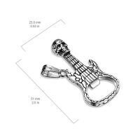 Anhänger Totenkopf Gitarre Silber aus Edelstahl Unisex