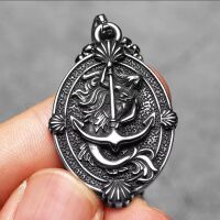 Anhänger Anker-Amulett mit Meerjungfrau aus Edelstahl Unisex