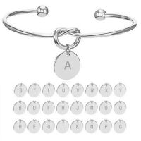 Buchstaben Armreifen aus Messing Silber Unisex - Buchstabe G