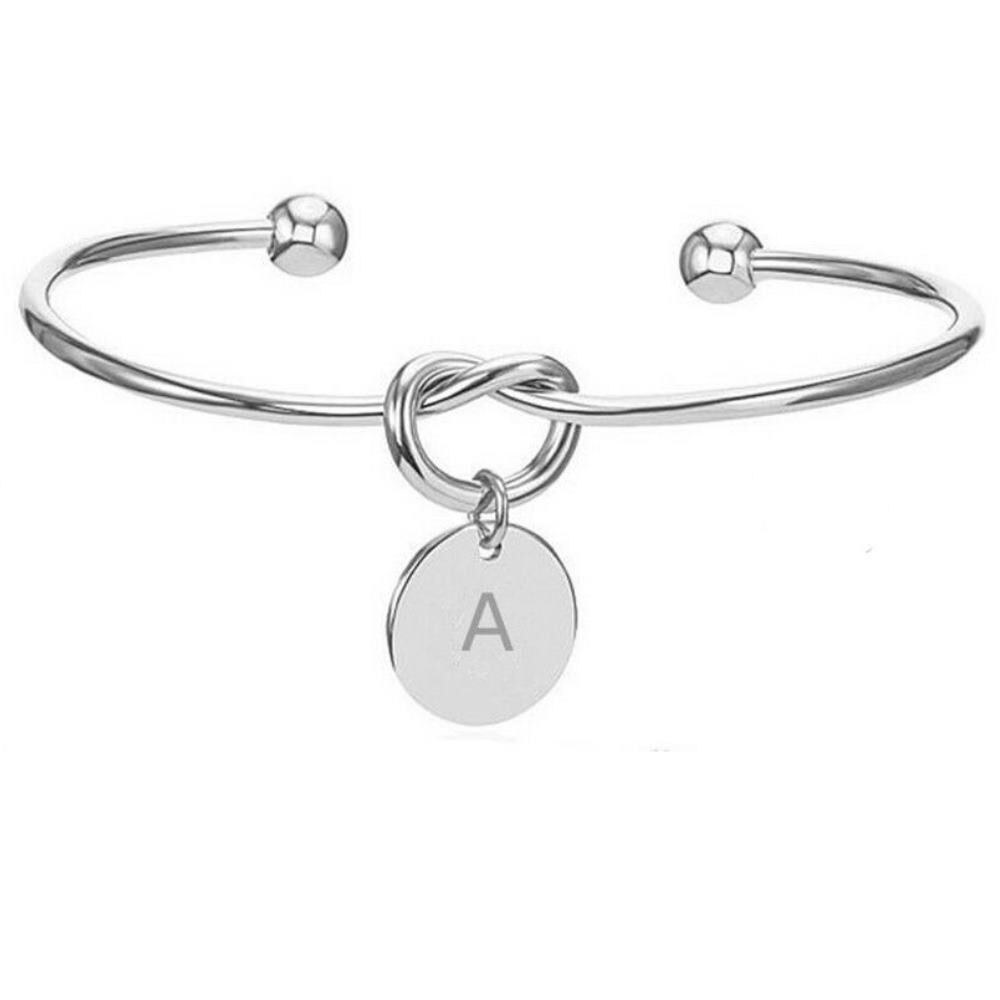 Buchstaben Armreifen aus Messing Silber Unisex - Buchstabe S