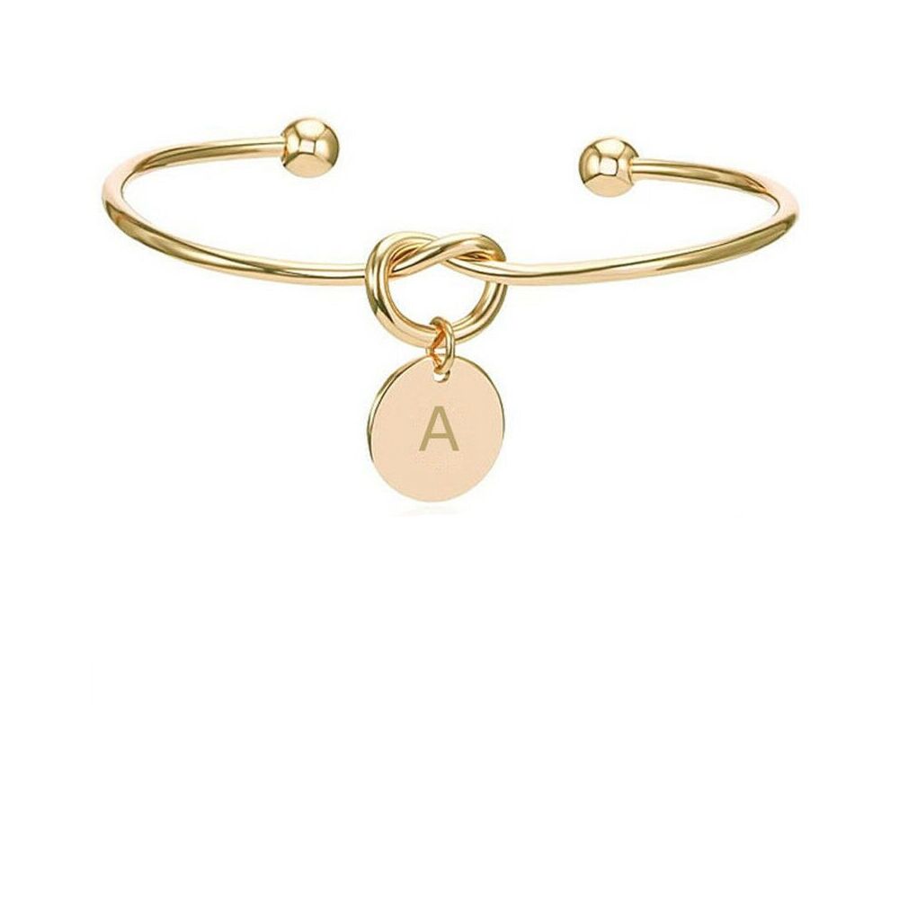 Buchstaben Armreifen aus Messing gold Unisex - Buchstabe F