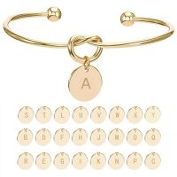 Buchstaben Armreifen aus Messing gold Unisex - Buchstabe F