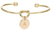 Buchstaben Armreifen aus Messing gold Unisex - Buchstabe S