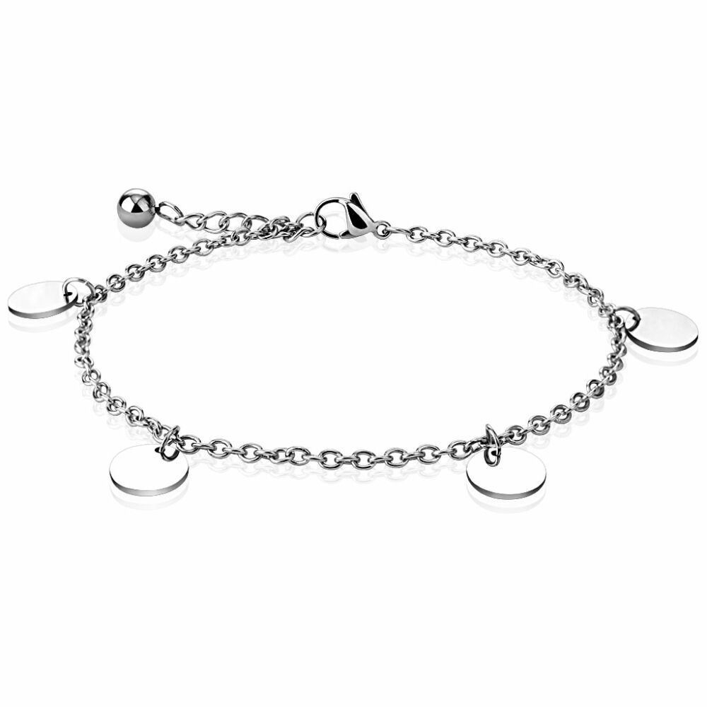 Bettelarmband mit runden Plättchen Silber aus Edelstahl Damen