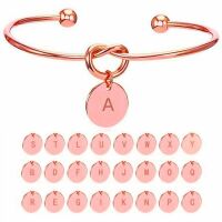 Buchstaben Armreifen aus Messing Roségold Unisex - Buchstabe P