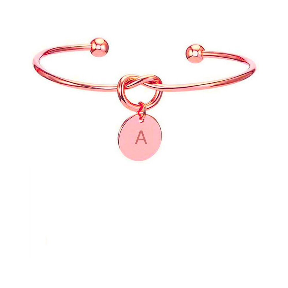 Buchstaben Armreifen aus Messing Roségold Unisex - Buchstabe V