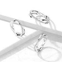 57 (18.1) Ring gekreuzte Ringschiene mit Kristallen aus Edelstahl Damen
