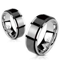 72 (22.9) Spinner-Ring Silber-Schwarz 8mm aus Edelstahl Unisex 49-72