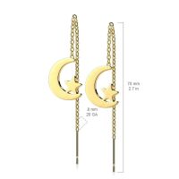 Ohrhänger Mond und Stern aus Edelstahl Damen Gold