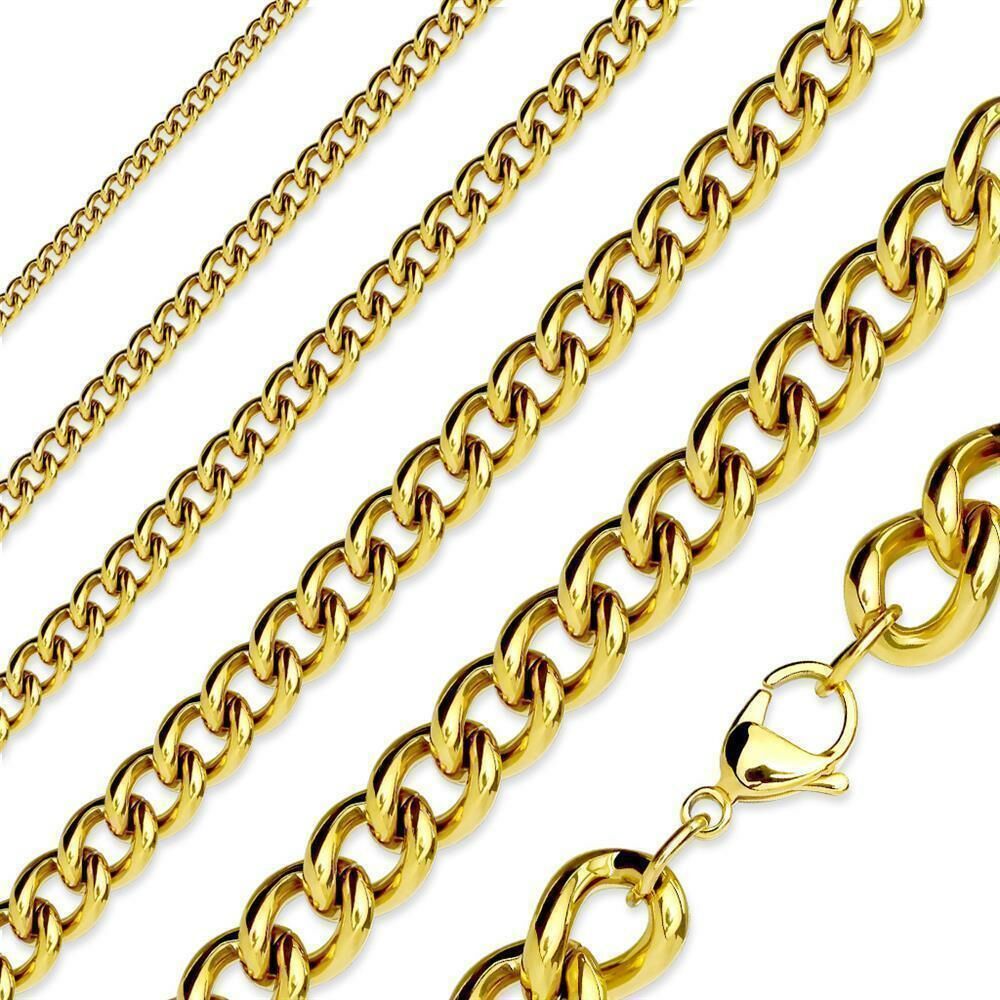 Kette Panzerkette Gold aus Edelstahl Unisex 4mm x 53,5cm