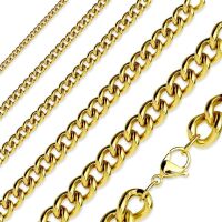 Kette Panzerkette Gold aus Edelstahl Unisex 4mm x 53,5cm