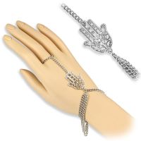 Handkette Hamsa Charm Silber aus Messing Damen