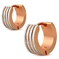 Creolen zweifarbig gestreift rosegold / silber-matt...