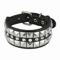 Armband Nieten und Strass schwarz aus Kunstleder Unisex