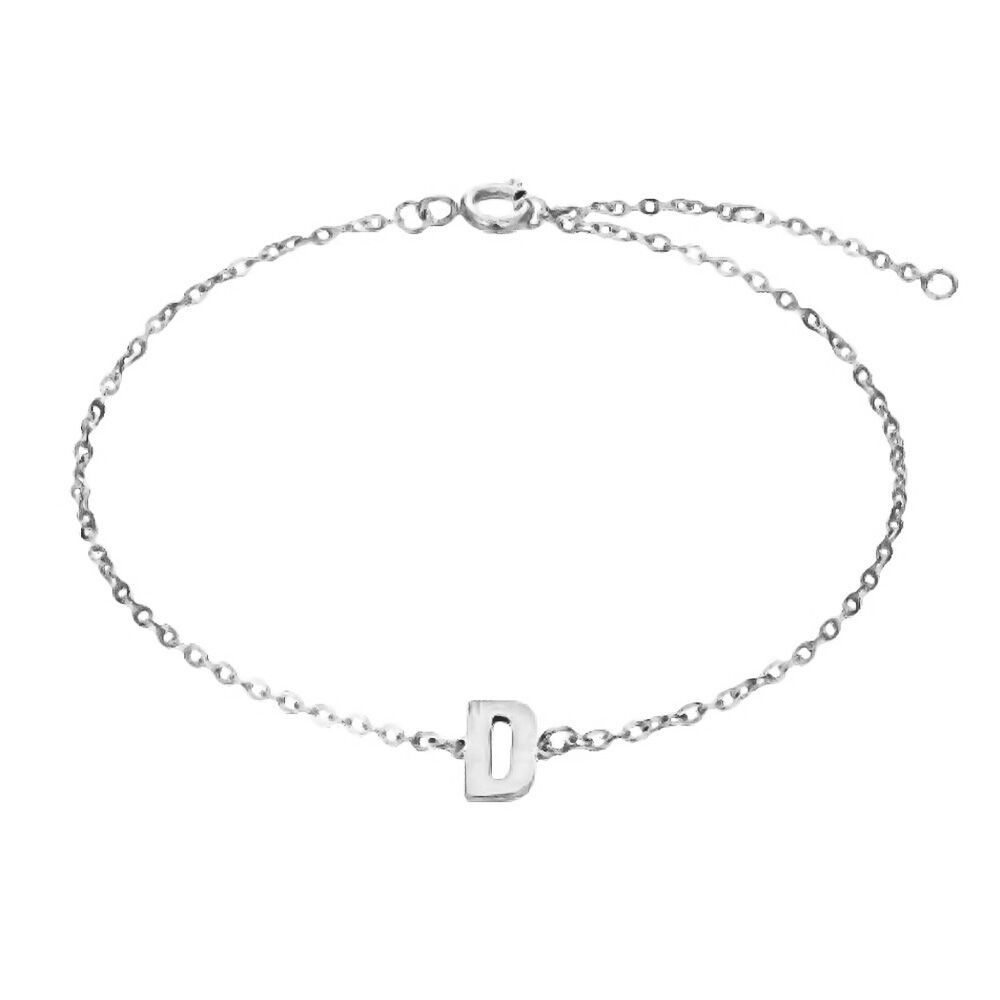 D - Buchstaben Armkette aus Edelstahl Silber Unisex