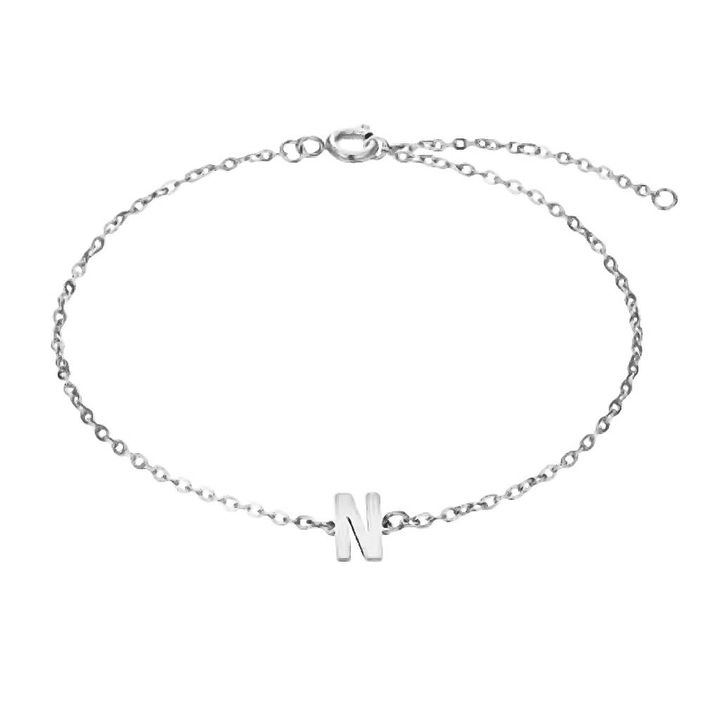 N - Buchstaben Armkette aus Edelstahl Silber Unisex