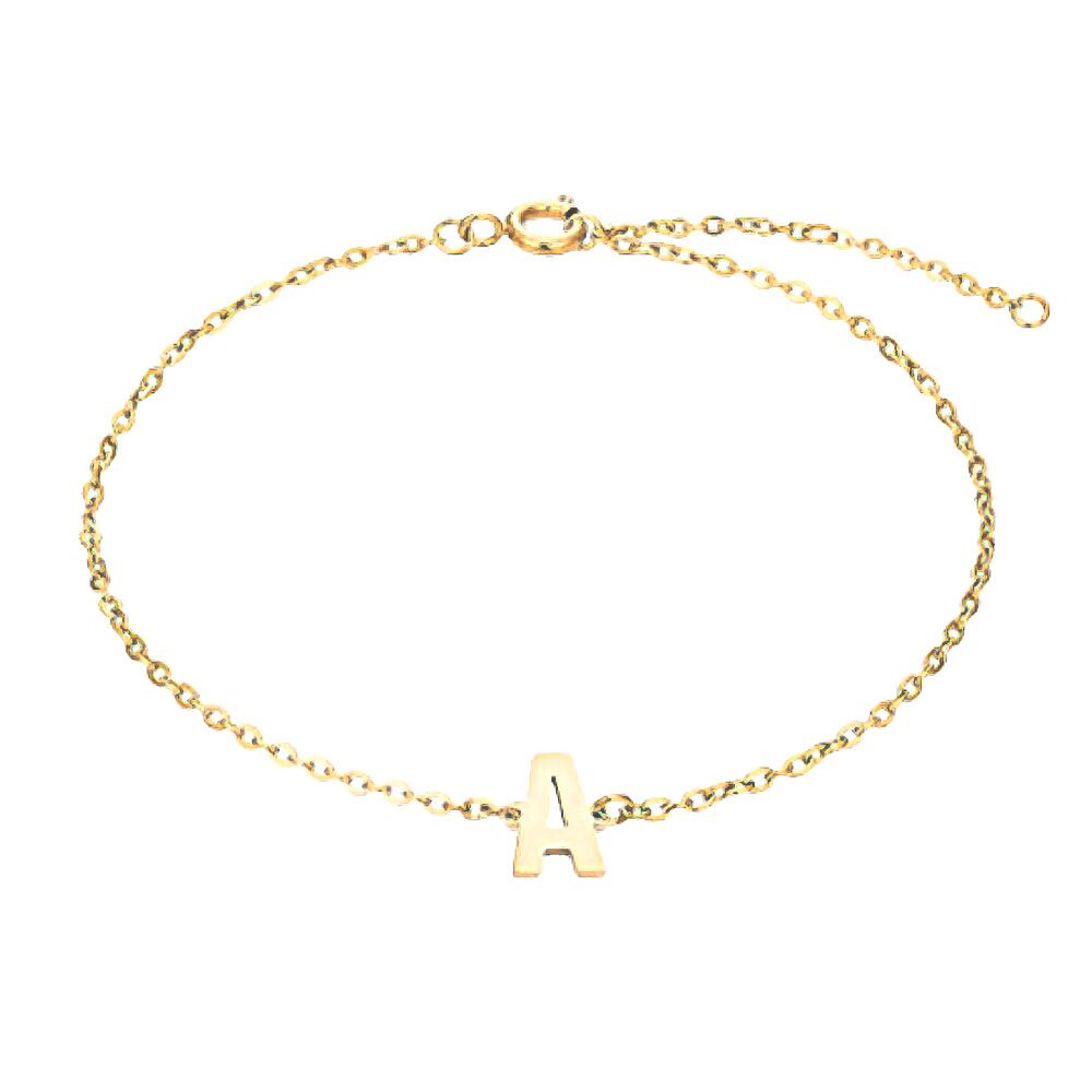 A - Buchstaben Armkette aus Edelstahl Gold Unisex