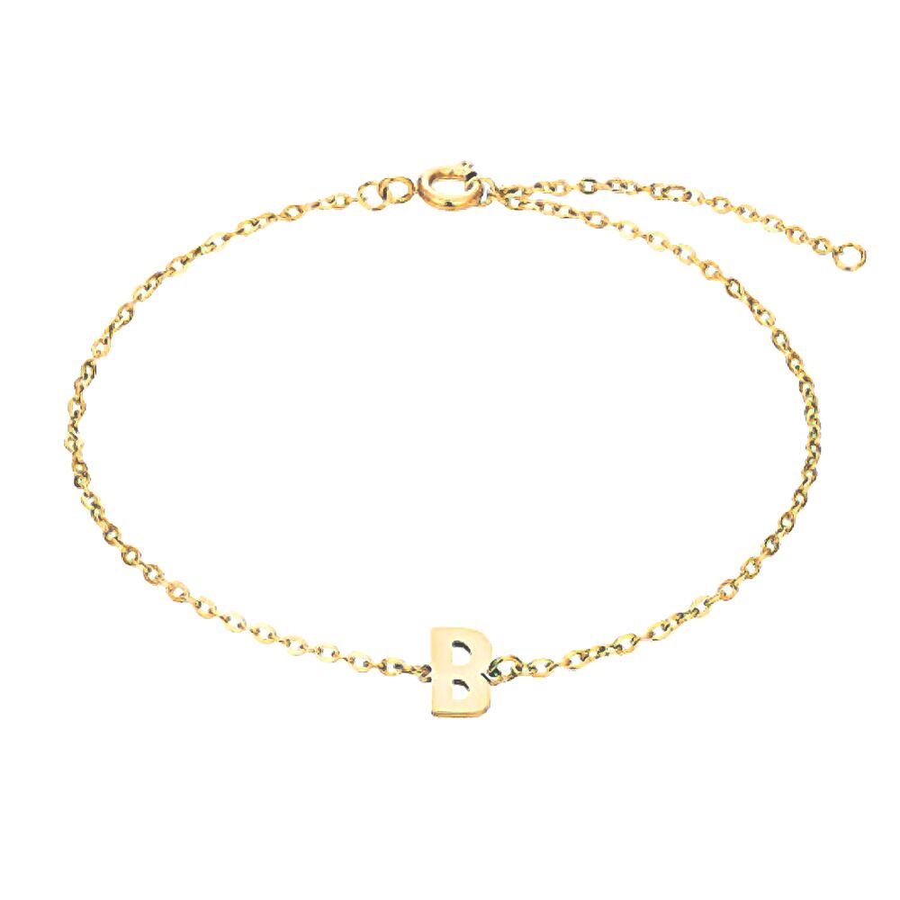 B - Buchstaben Armkette aus Edelstahl Gold Unisex