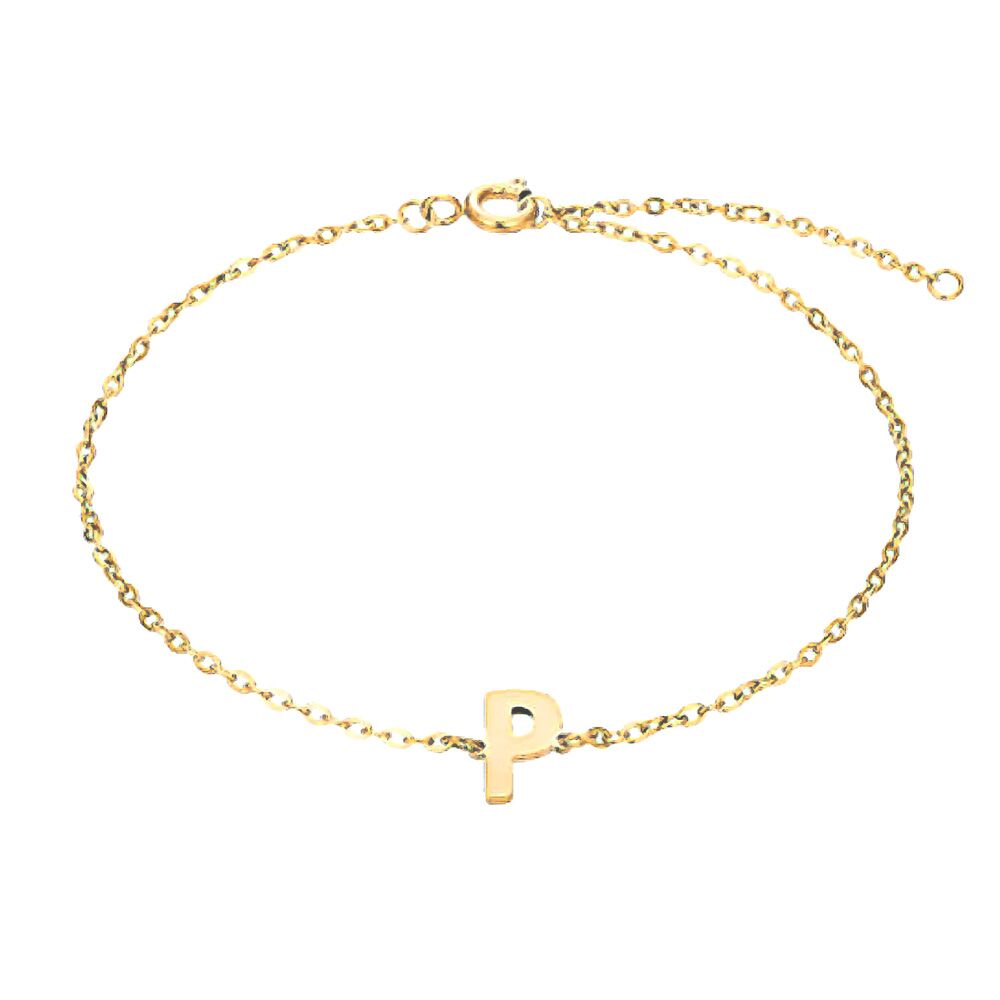 P - Buchstaben Armkette aus Edelstahl Gold Unisex