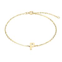 P - Buchstaben Armkette aus Edelstahl Gold Unisex