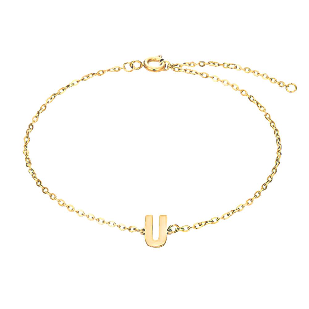 U - Buchstaben Armkette aus Edelstahl Gold Unisex