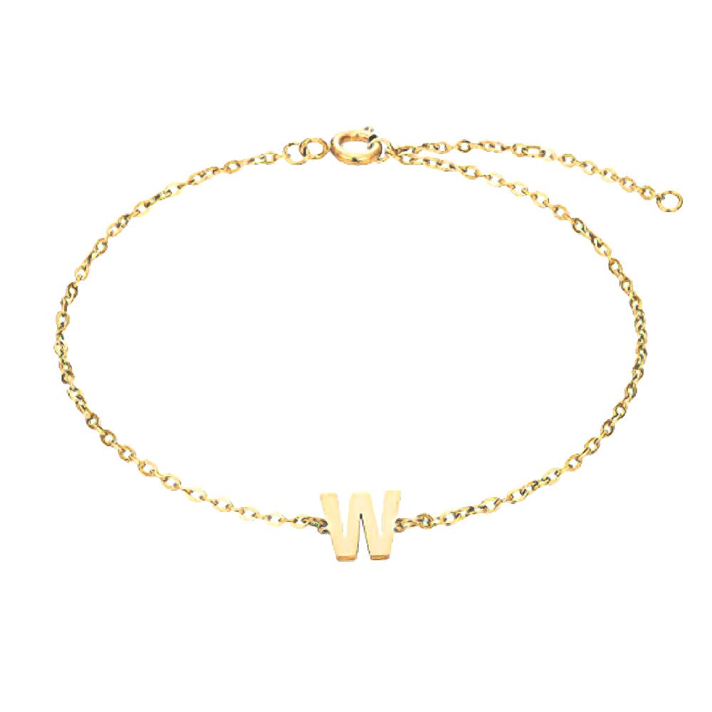 W- Buchstaben Armkette aus Edelstahl Gold Unisex