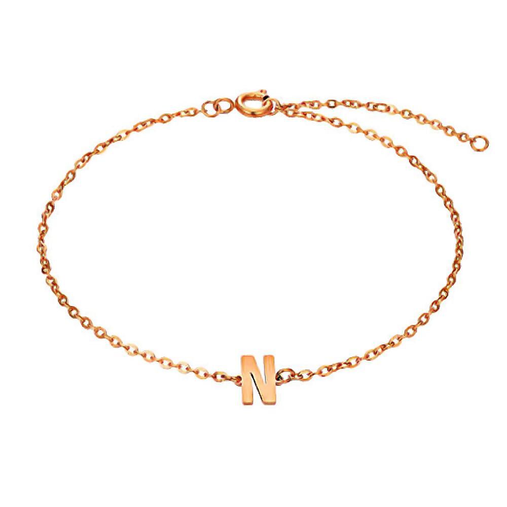 N - Buchstaben Armkette aus Edelstahl Roségold Unisex